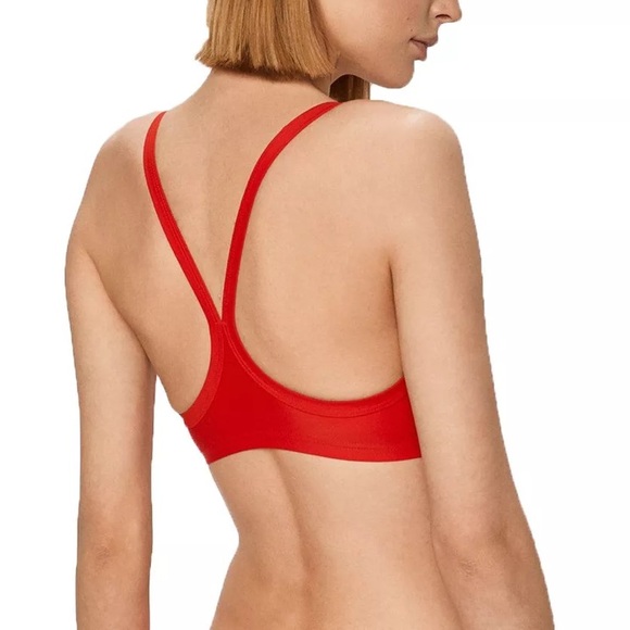 Adidas swimwear red and white 3 stripe bikini top and bottom set NWT - Picture 4 of 8